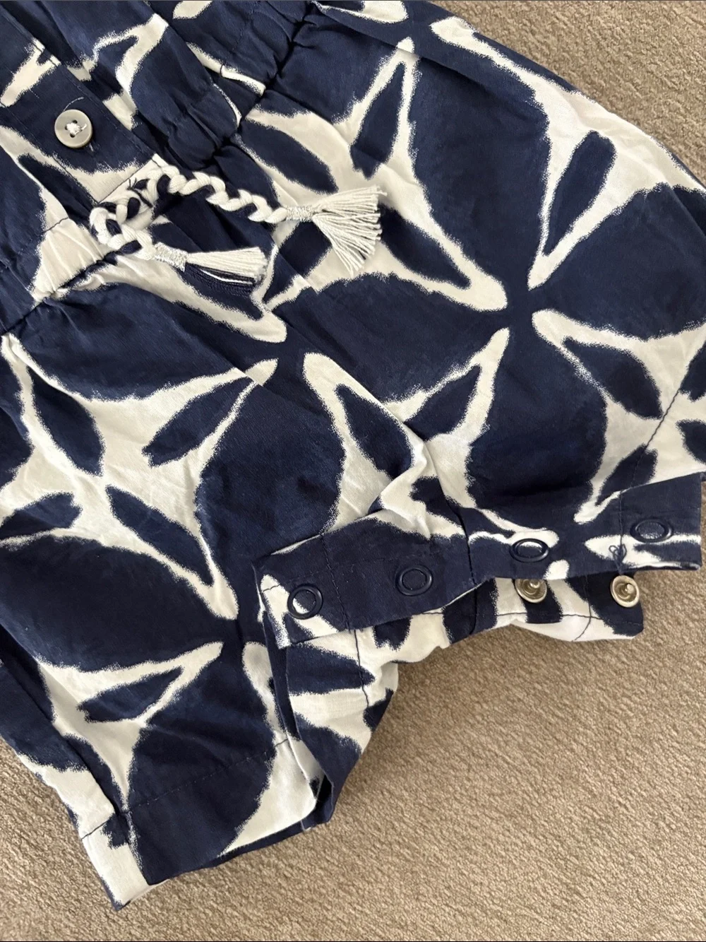 Carter's Navy & White Tie-Dye Star Romper